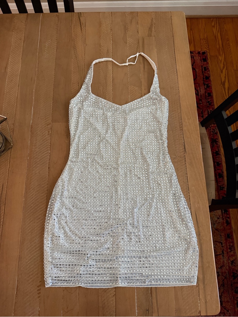 Oh Polly White Halter Rhinestone Mini Dress - Picture 2 of 4